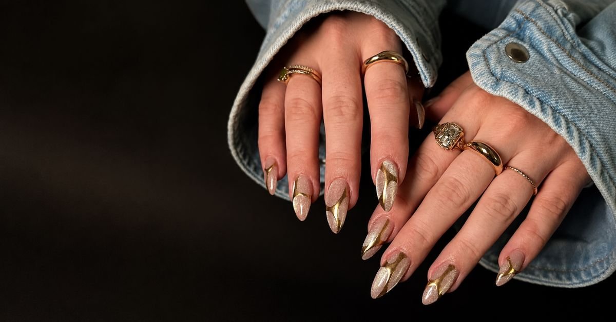 Gold Chrome Nail Designs with Rings: Elegant Glam Nail Ideas