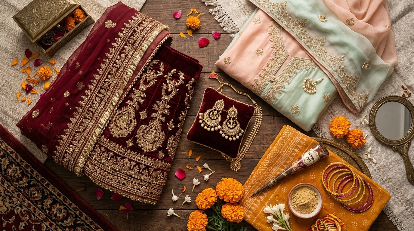 Pakistani bridal dress inspiration showing lehenga, dupatta, and jewelry styling for 2026 weddings"